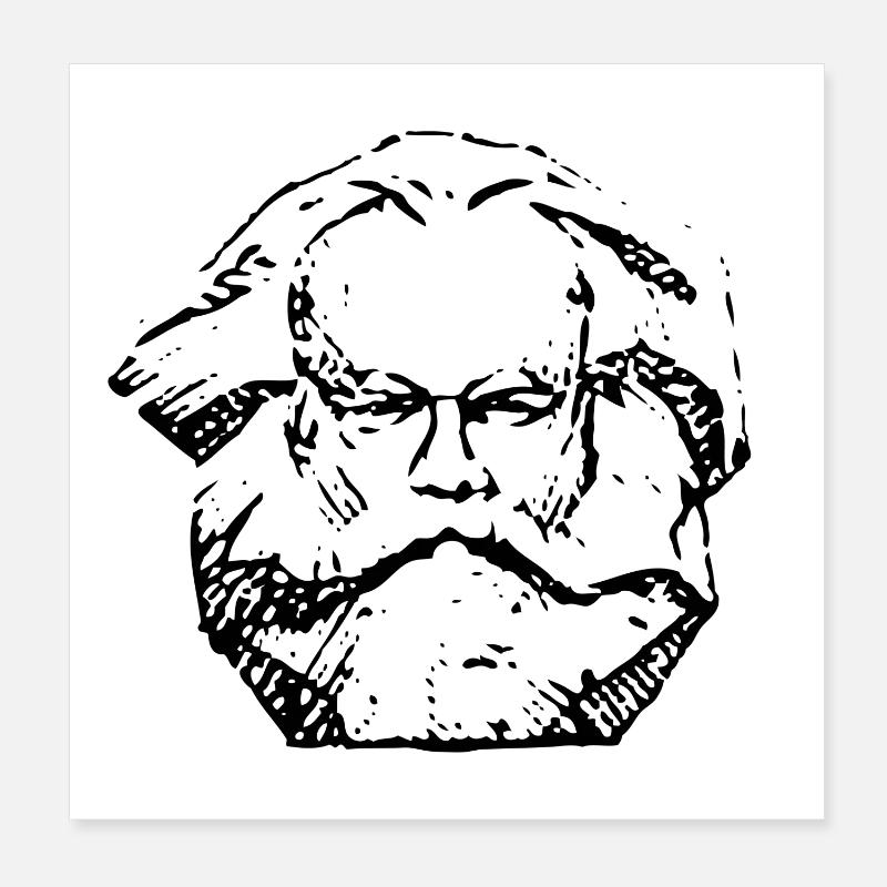Karl Marx | Abstraktes Distressed Gesichtsdesign Poster 20x20 cm