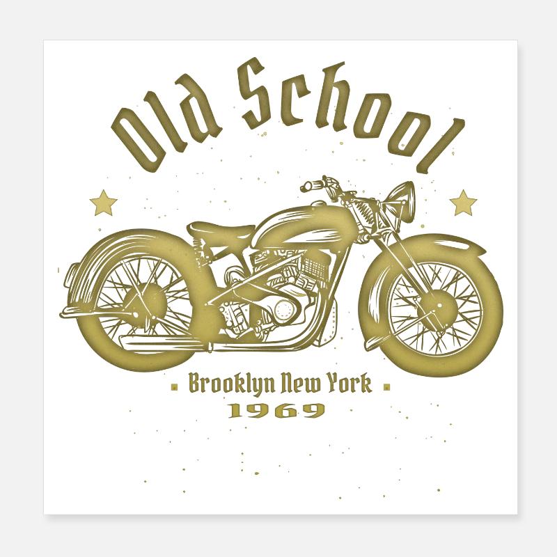 Old School Biker 1969 Poster 8" x 8" (20x20 cm)