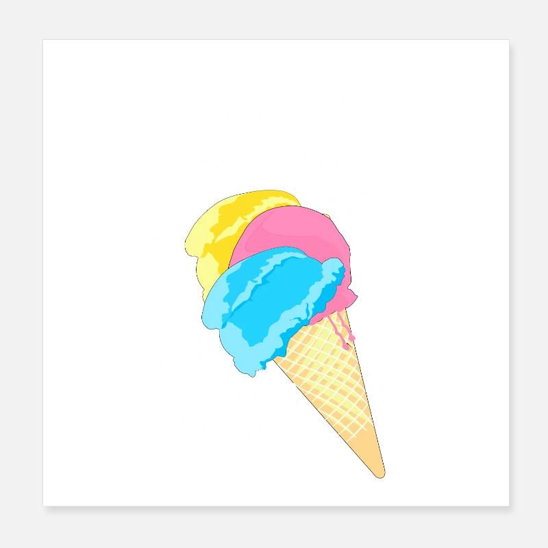 Eis Eistüte Eiskrem Softeis Waffel Strahlen Poster 20x20 cm