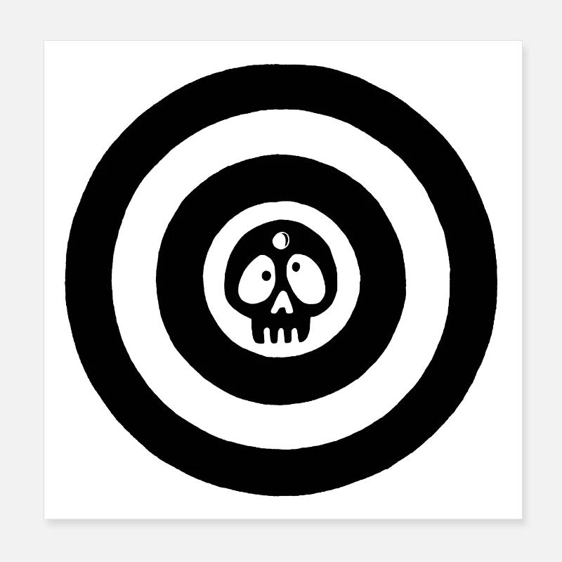 Black target skull Poster 8" x 8" (20x20 cm)