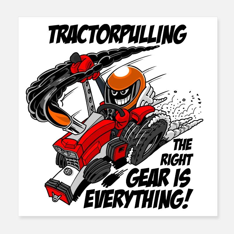0966 Traktor ziehen Poster 20x20 cm