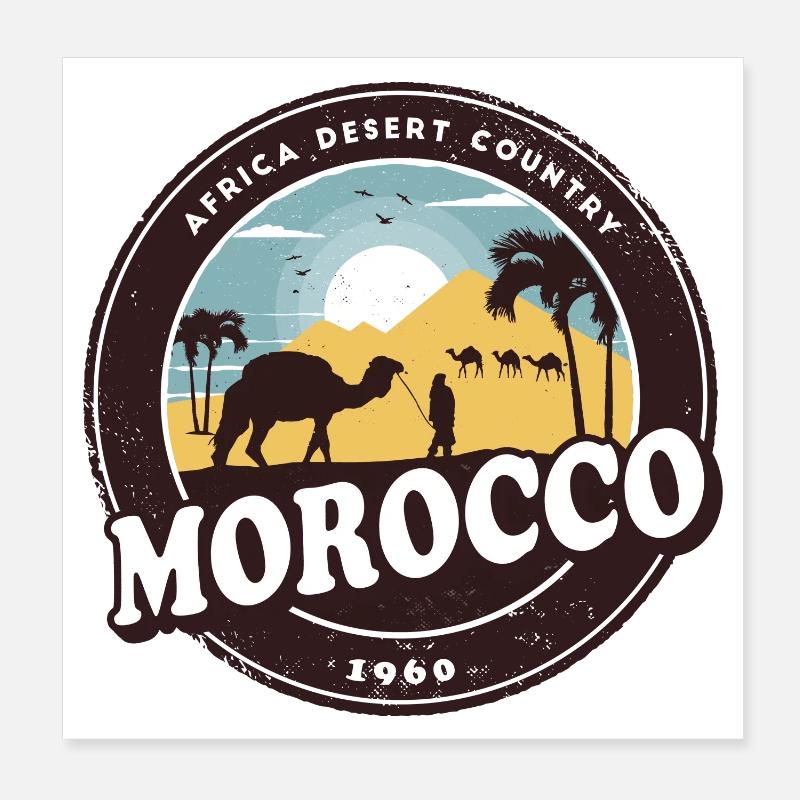 Maroc Camel Desert Design / Idée cadeau Poster 20 x 20 cm