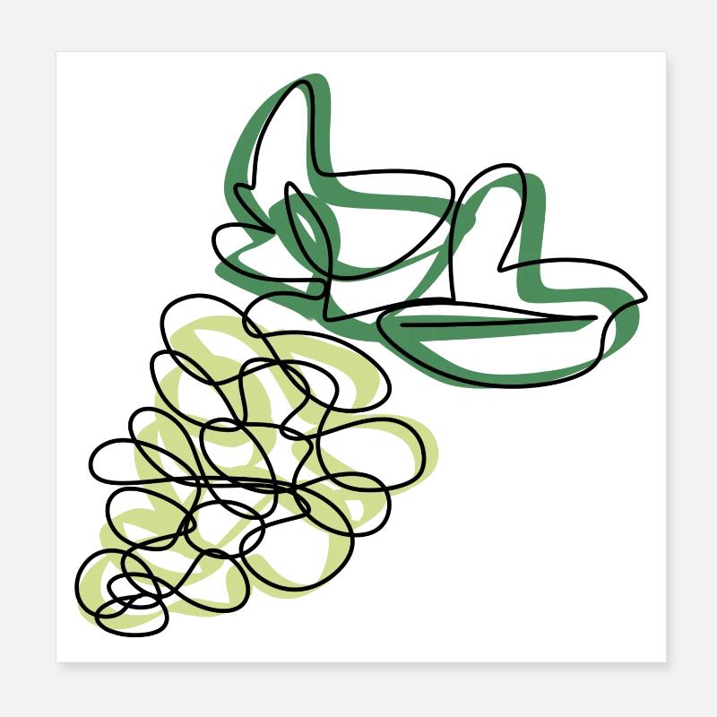 Lineart Grapes - Poster 8" x 8" (20x20 cm) - white