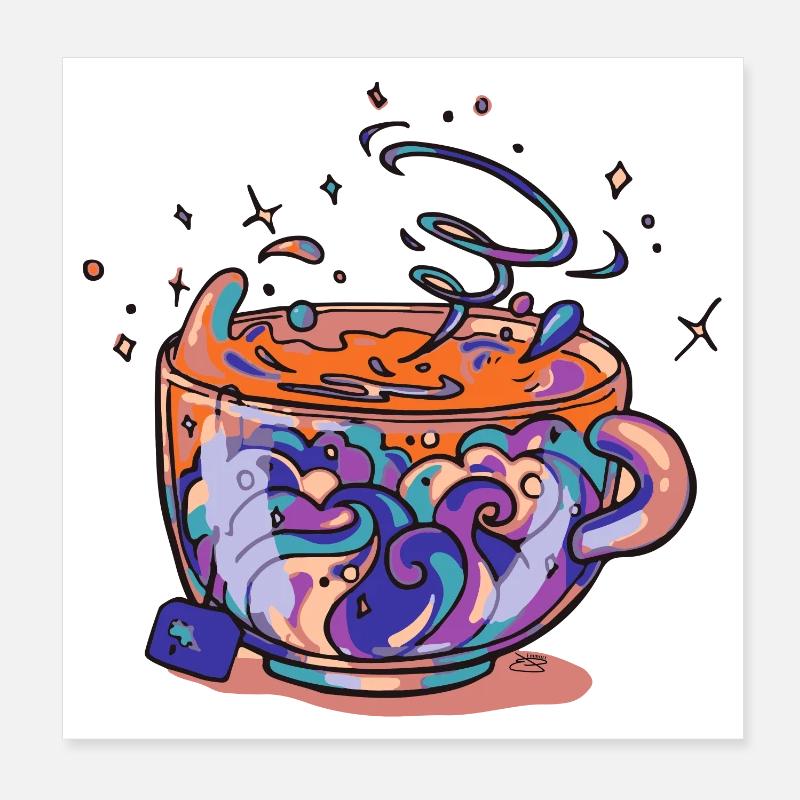Swirling Rainbow Mug Poster 8" x 8" (20x20 cm)