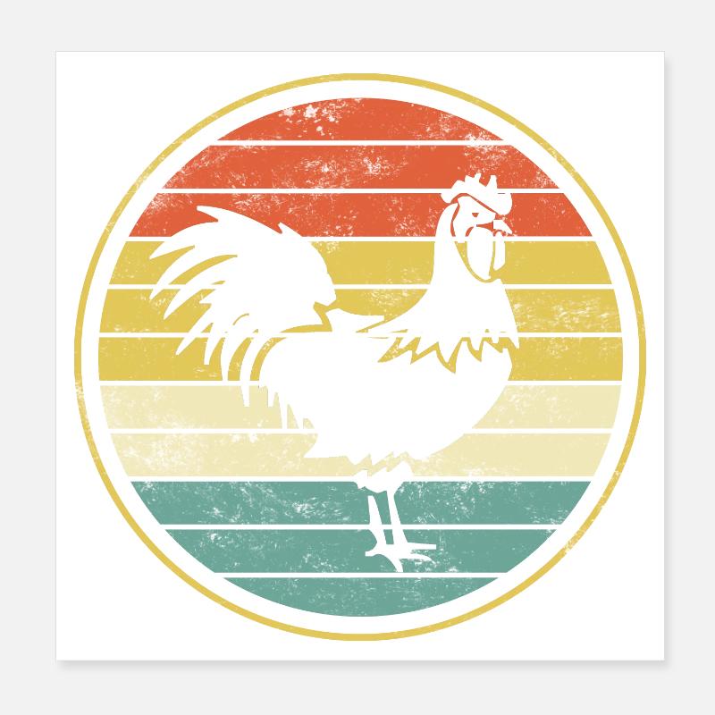 Rooster chicken chickens Poster 8" x 8" (20x20 cm)