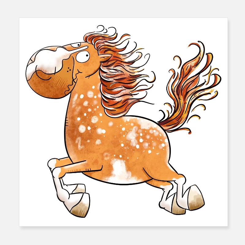 Flottes Pferd I Pferdemotiv Fun Poster 20 x 20 cm