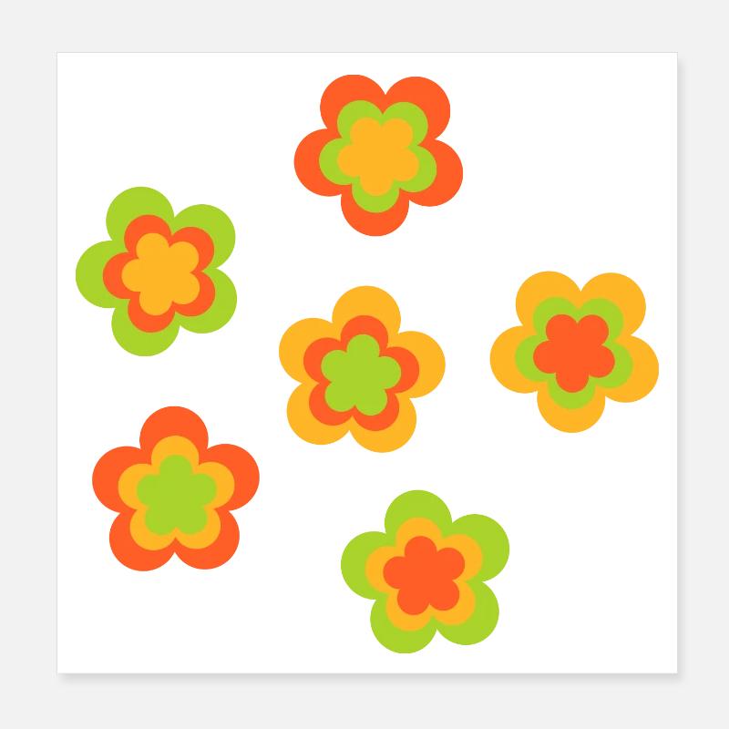 70s Flower Pattern Poster 8" x 8" (20x20 cm)