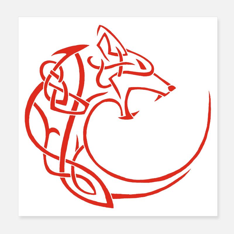 Roter Mondwolf Poster 20x20 cm