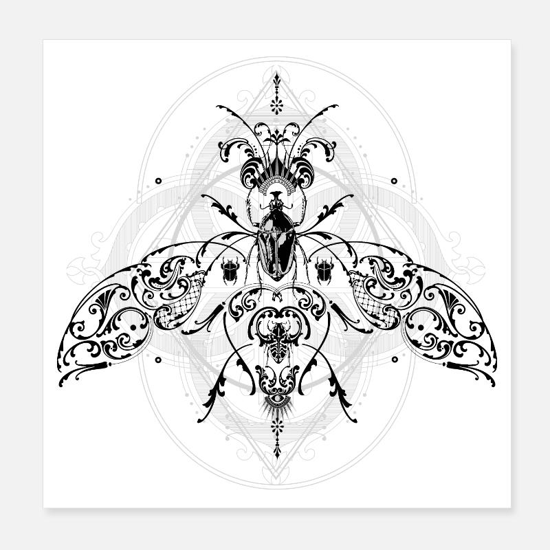 Geometrisch Psychodelisch Insekten Muster Pattern Poster 20x20 cm