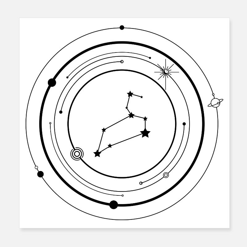 Leo Zodiac - Poster 8" x 8" (20x20 cm) - white