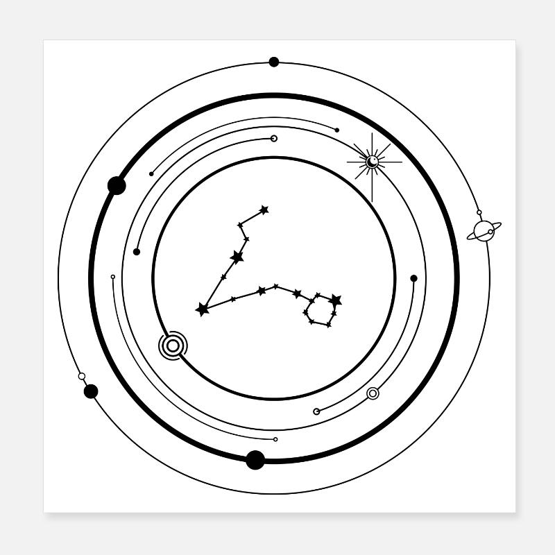 Mitternachts-Starburst-Silhouette Poster 20x20 cm
