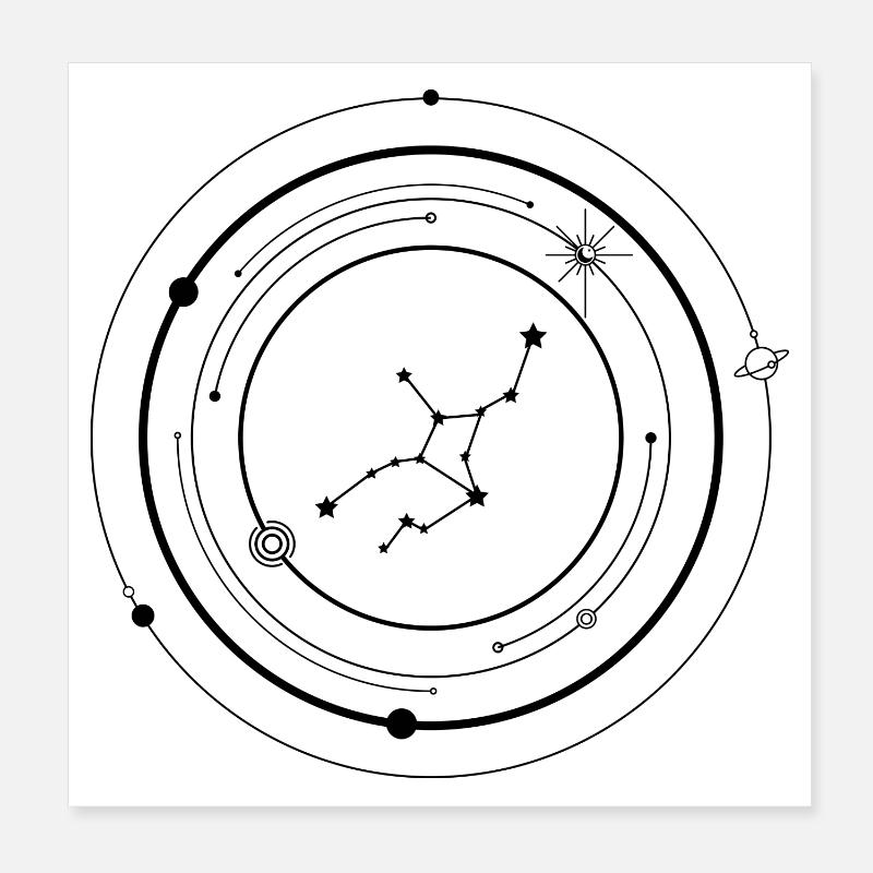 Midnight Starburst Silhouette Poster 8" x 8" (20x20 cm)