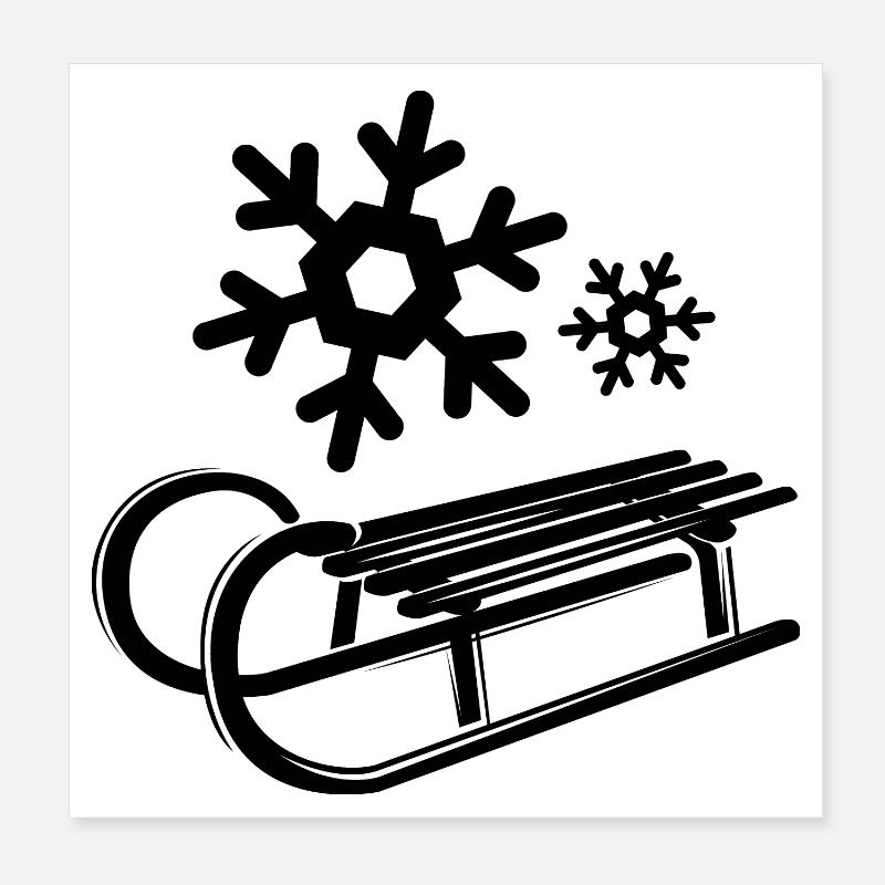 Schnee Schlitten Eiskristalle Schneeflocken Winter Poster 20x20 cm