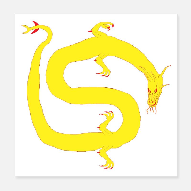 Dragon rouge et jaune Poster 20 x 20 cm