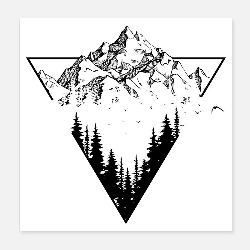 Berg - Poster 20x20 cm - Weiß