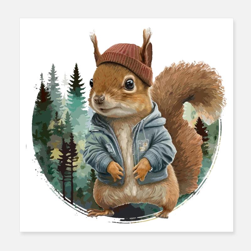 Écureuil mignon Poster 20 x 20 cm