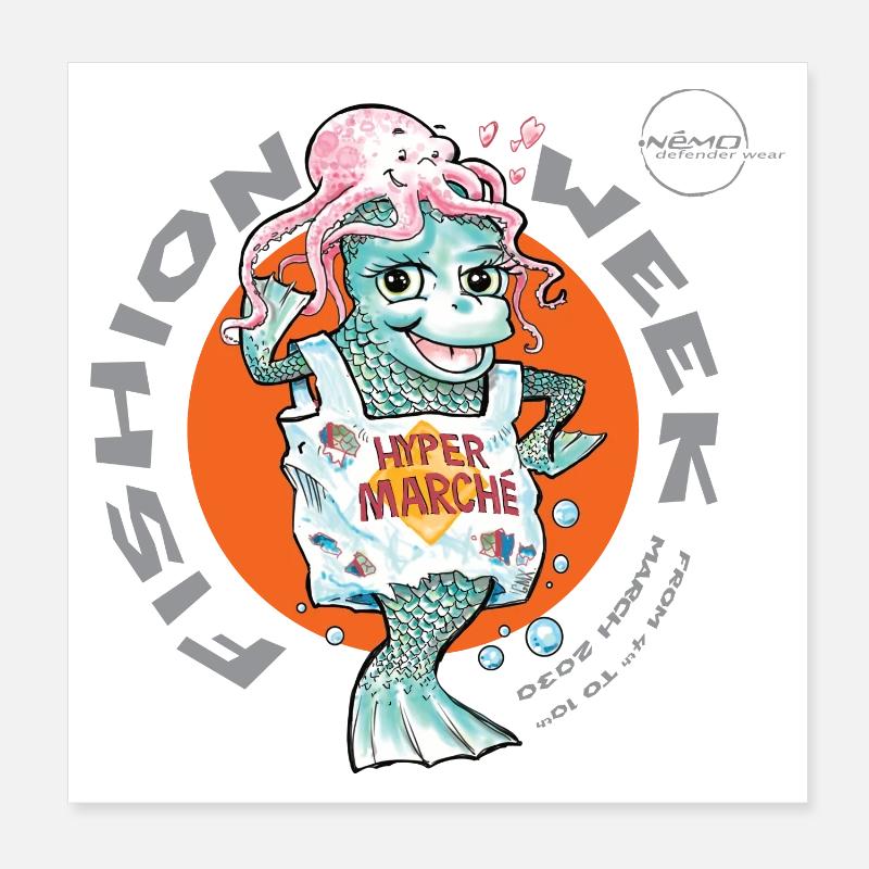 Fishion Week von . Nemo - Poster 20x20 cm - Weiß