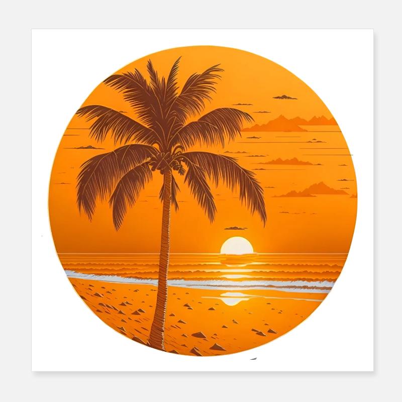Coucher de soleil - Poster 20 x 20 cm - blanc