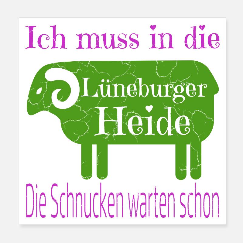 Lüneburger Heide Motiv - Poster 20x20 cm - Weiß