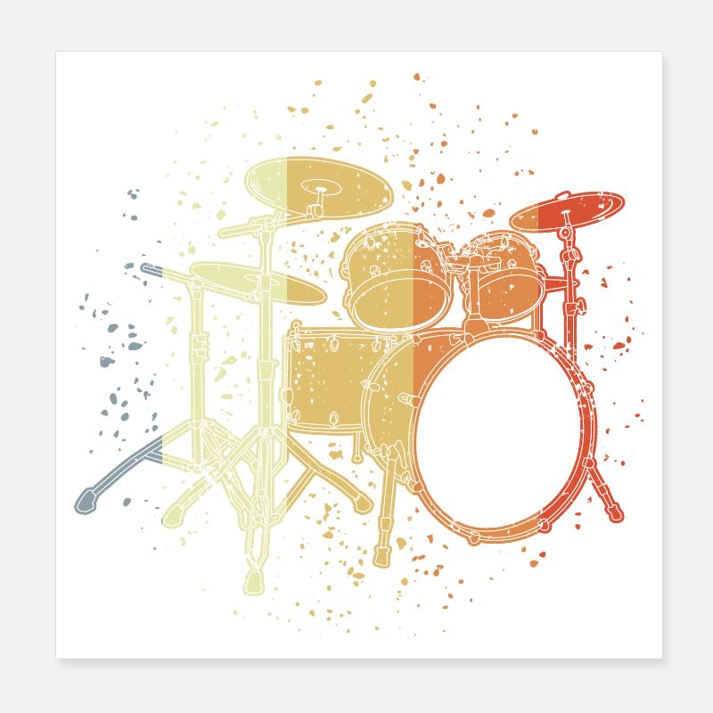 Batterie Vintage Look - Poster 20 x 20 cm - blanc