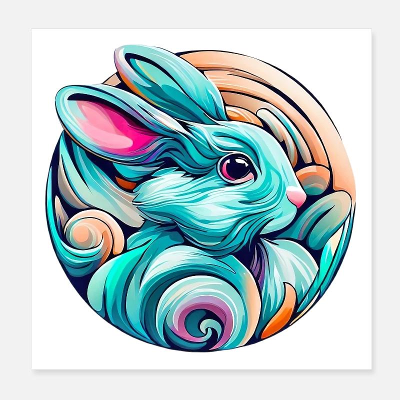 Rabbit Poster 8" x 8" (20x20 cm)