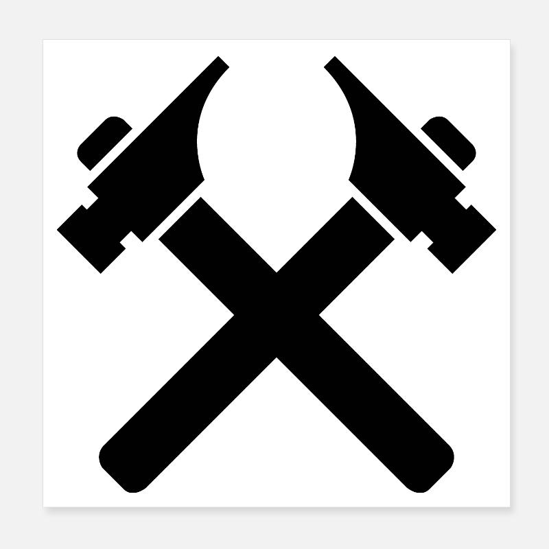 Tools Hammer Carpenter Symbol icon Logo Graphic Poster 8" x 8" (20x20 cm)
