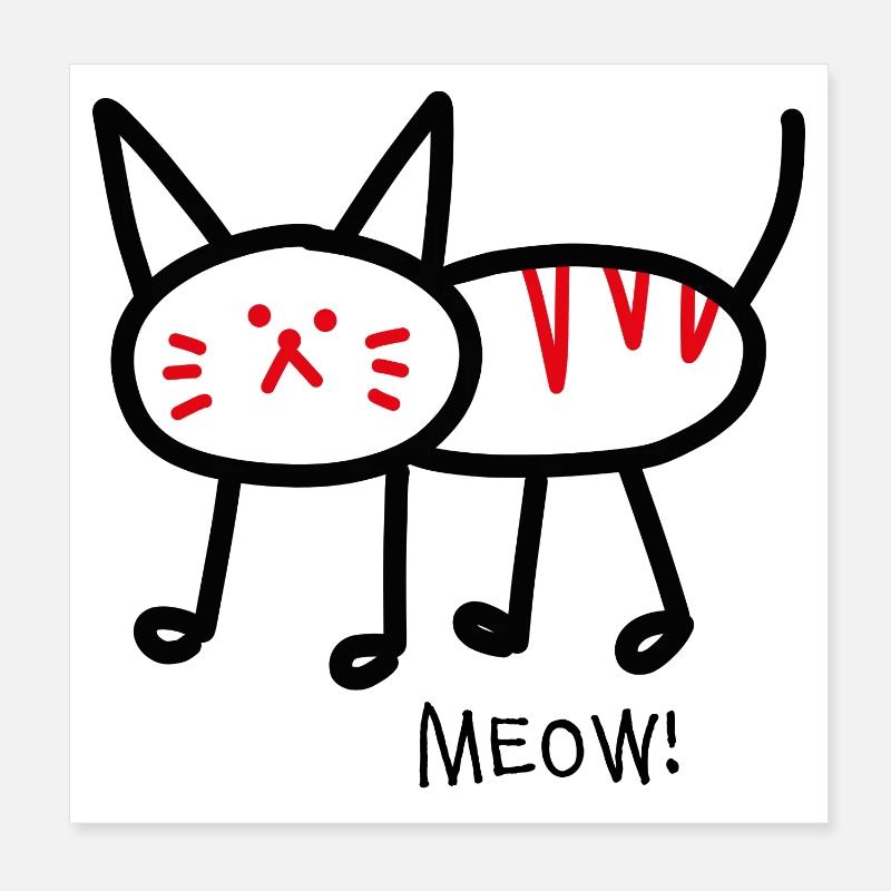 Miaou! blanc Poster 20 x 20 cm