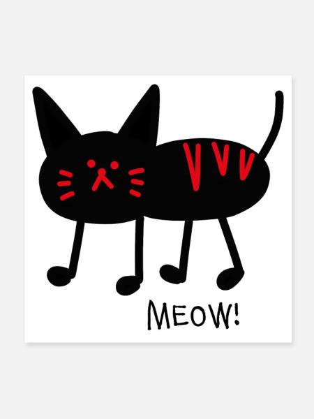 Miaou! noir - Poster 20 x 20 cm - blanc - Devant