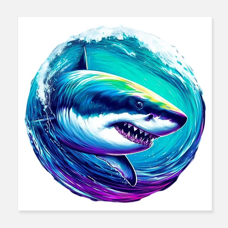 Requin blanc Poster 20 x 20 cm