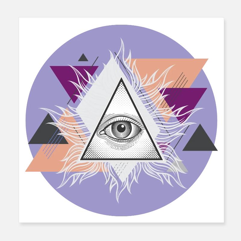 Oeil triangulaire géométrique avec auras Poster 20 x 20 cm