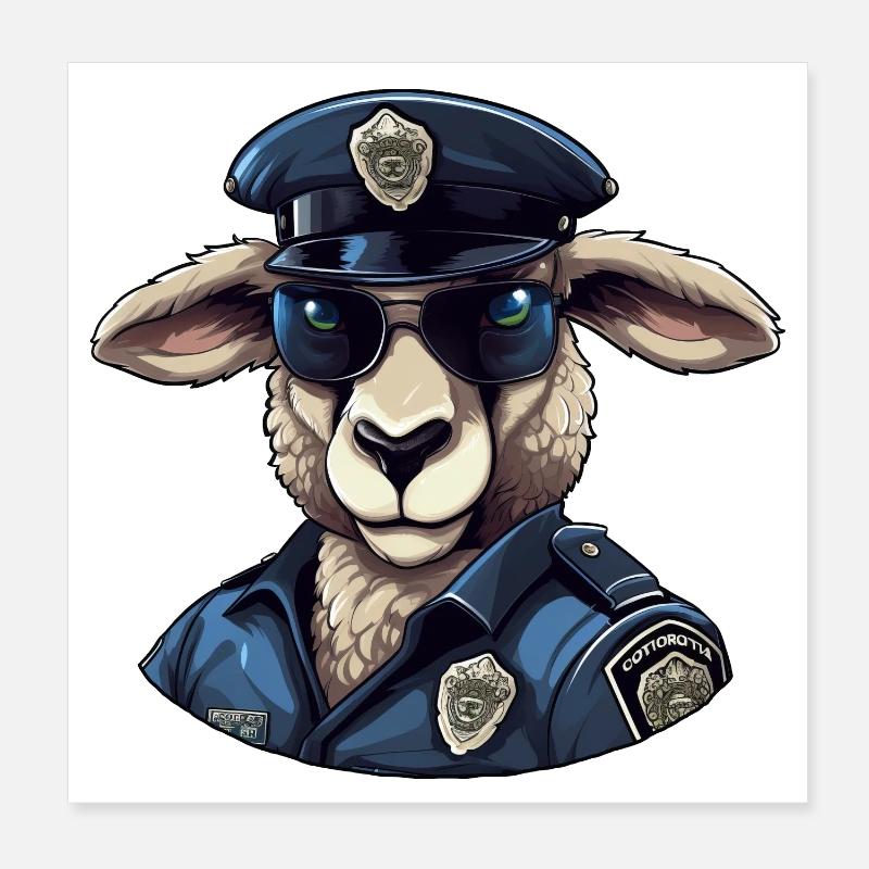 Policier mouton Poster 20 x 20 cm