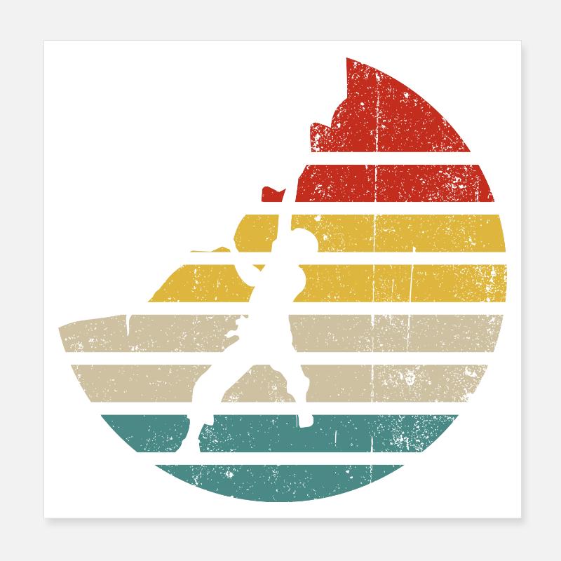 Silhouette rétro du Coucher de Soleil - Poster 20 x 20 cm - blanc