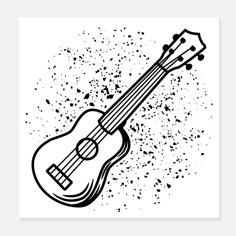 Dessin de ukulélé Poster 20 x 20 cm