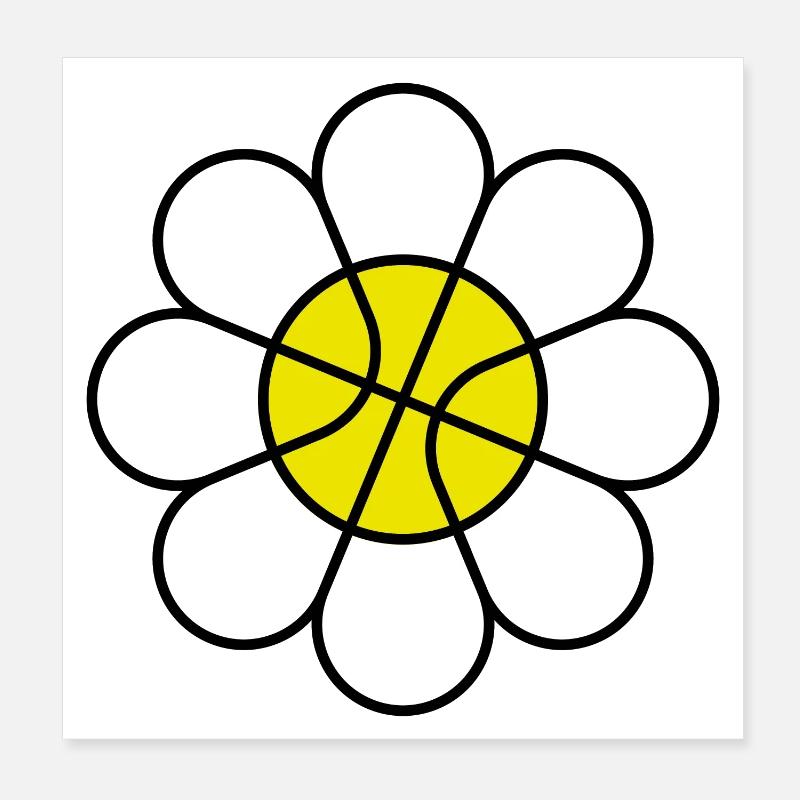 Basketball Gänseblümchen-Blume Poster 20x20 cm