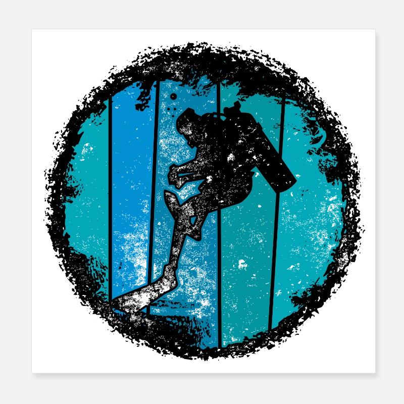 Silhouette de sommet bleu Poster 20 x 20 cm