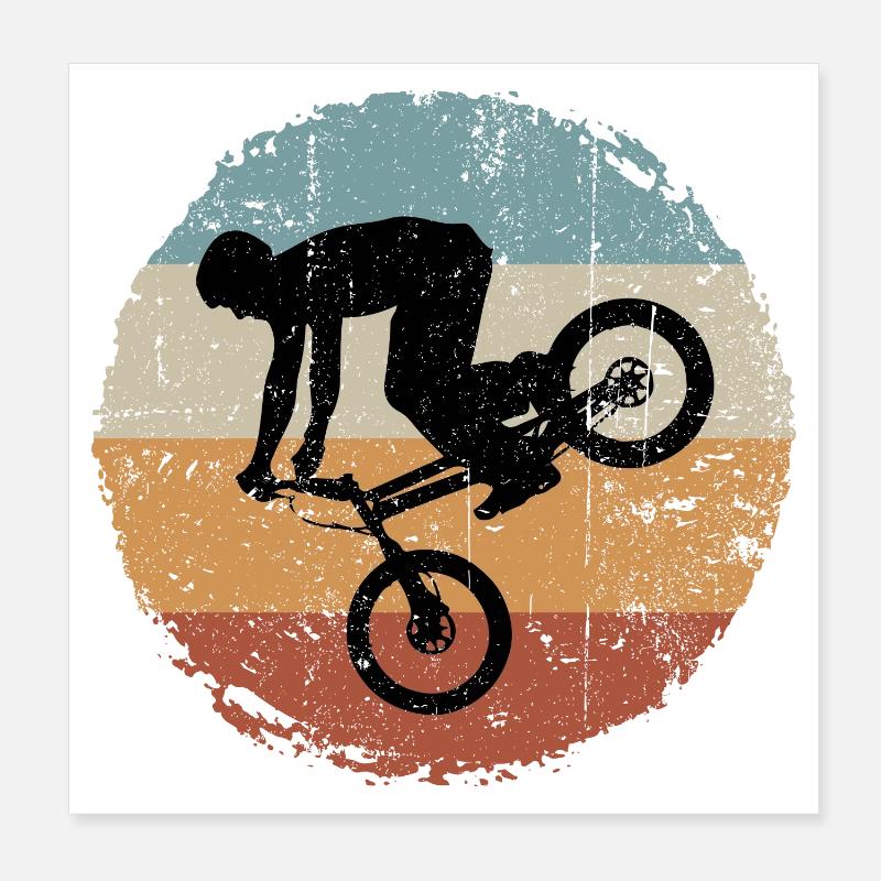 BMX Silhouette Rétro Coucher de soleil Poster 20 x 20 cm