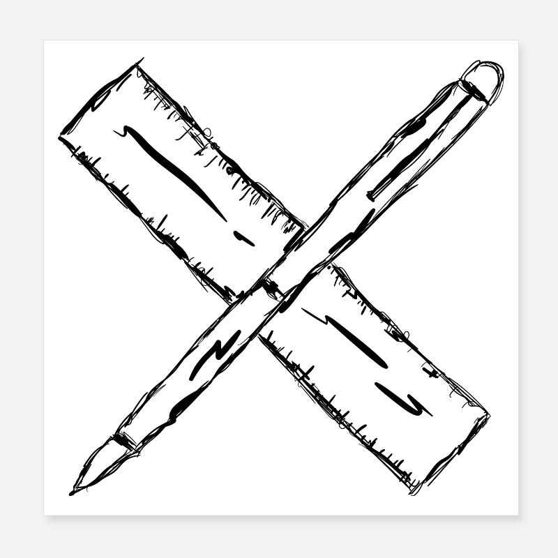 Pen and ruler Poster 8" x 8" (20x20 cm)