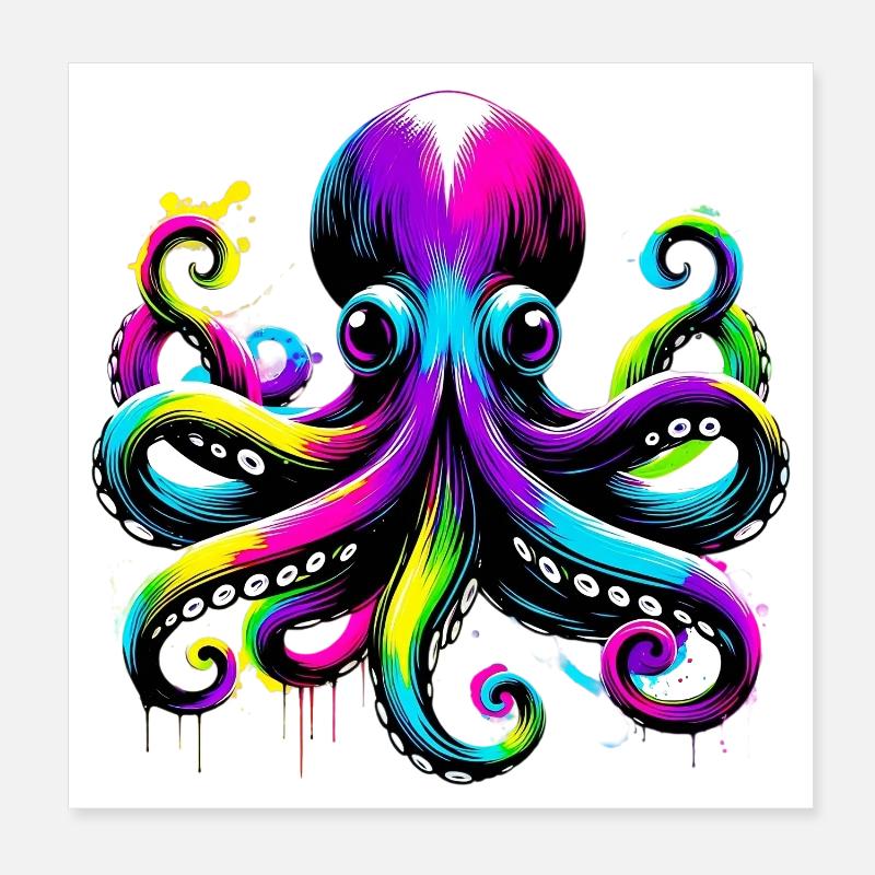 Krake Poster 20x20 cm