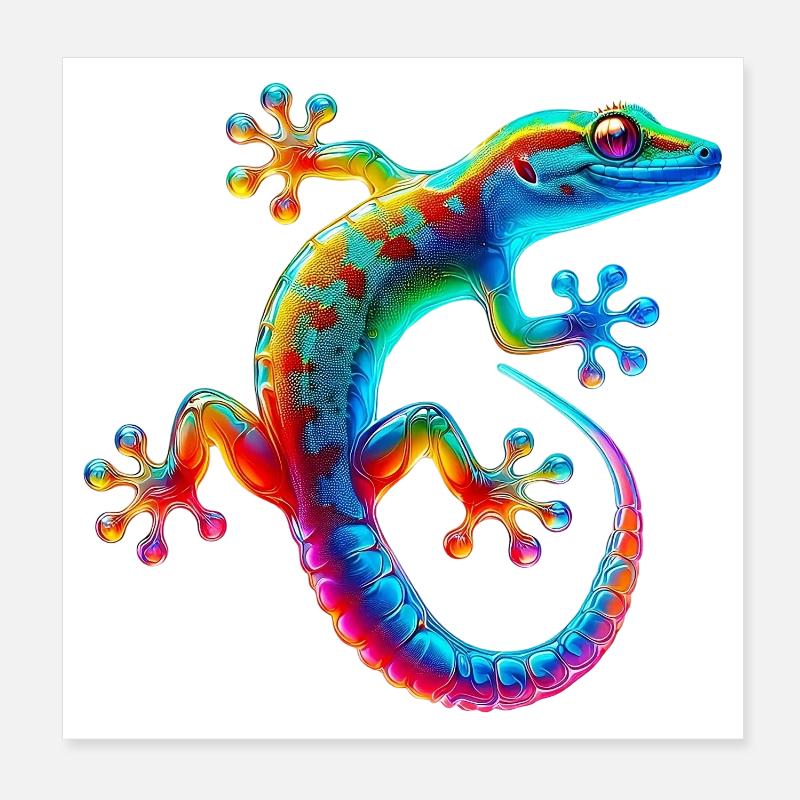 Gecko - Poster 20x20 cm - Weiß