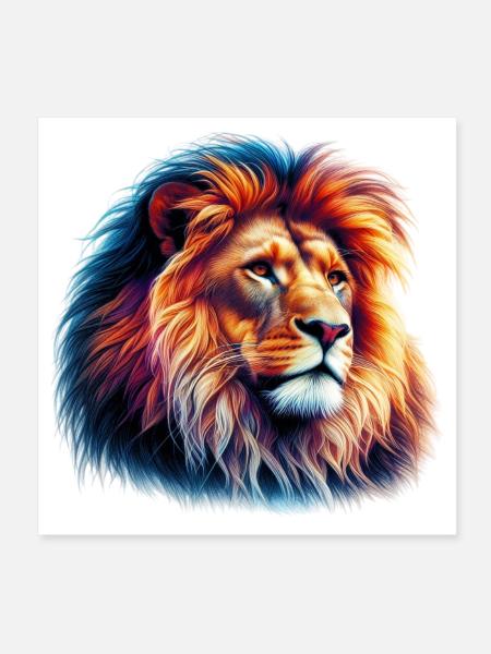 Lion - Poster 8" x 8" (20x20 cm) - white - Front