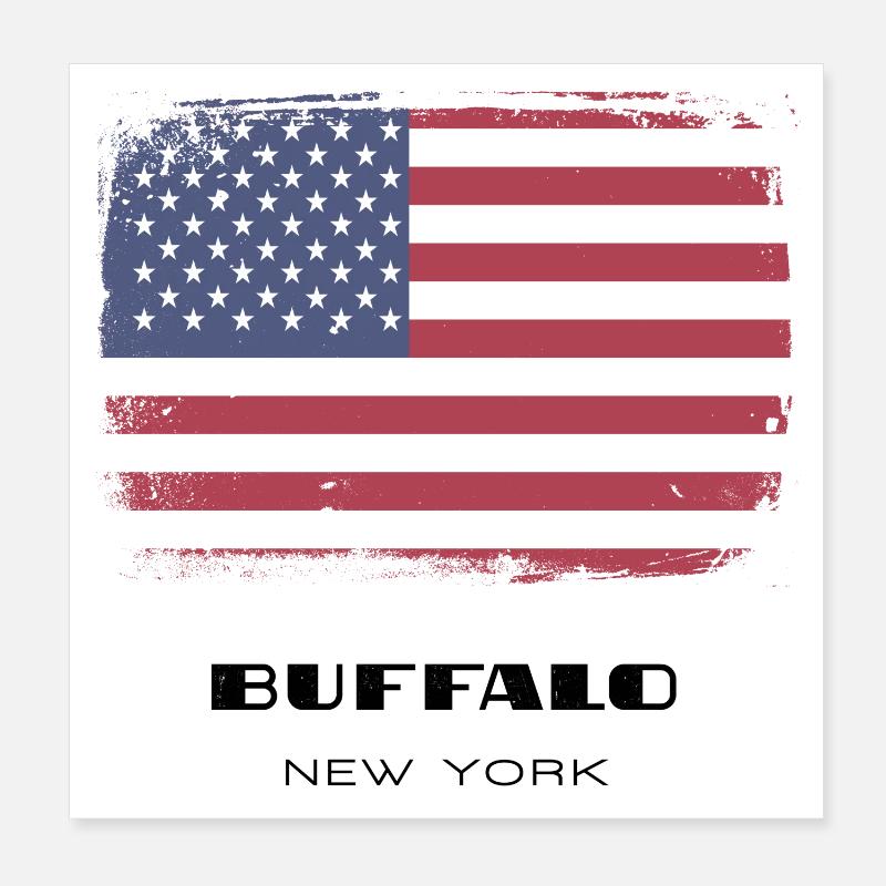 Buffalo, New York, États-Unis - Poster 20 x 20 cm - blanc