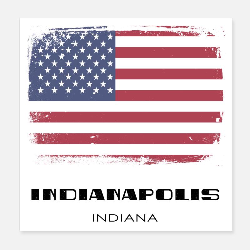 Indianapolis, Indiana, États-Unis - Poster 20 x 20 cm - blanc