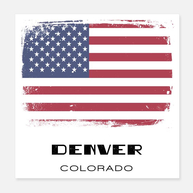 Denver, Colorado, États-Unis - Poster 20 x 20 cm - blanc