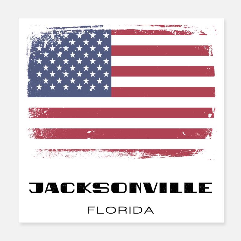 Jacksonville, Floride, États-Unis - Poster 20 x 20 cm - blanc