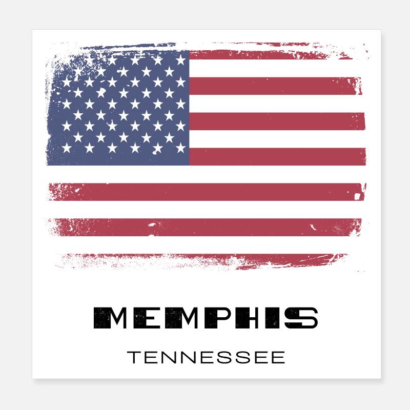 Memphis, Tennessee, États-Unis - Poster 20 x 20 cm - blanc