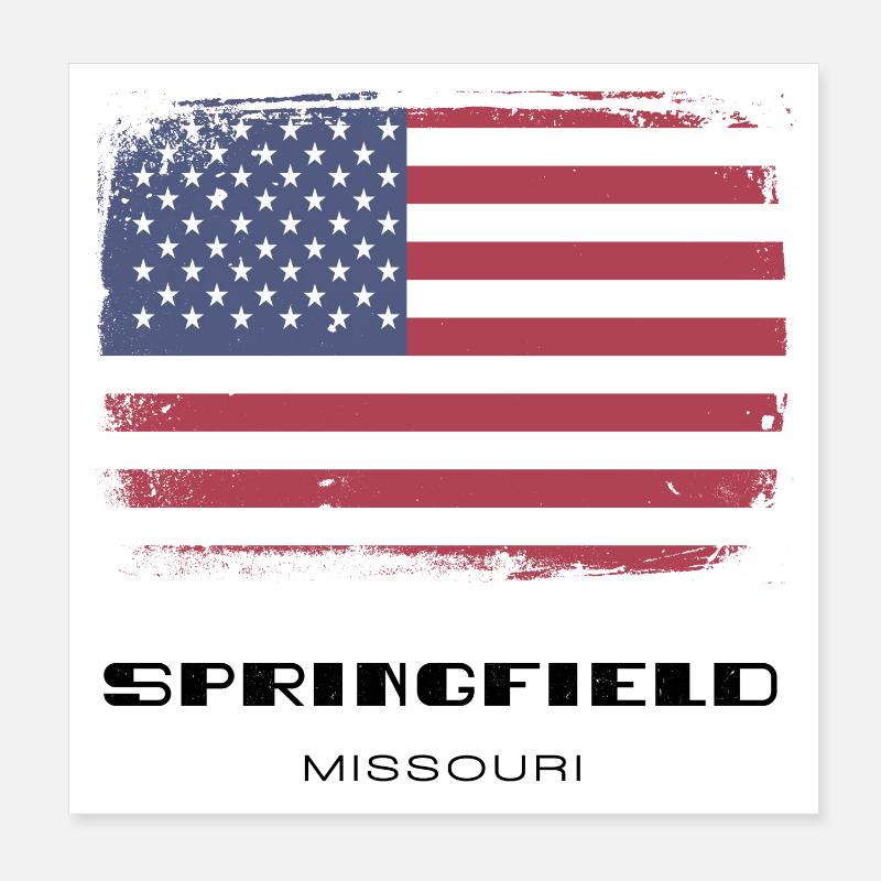 Springfield, Missouri, États-Unis - Poster 20 x 20 cm - blanc