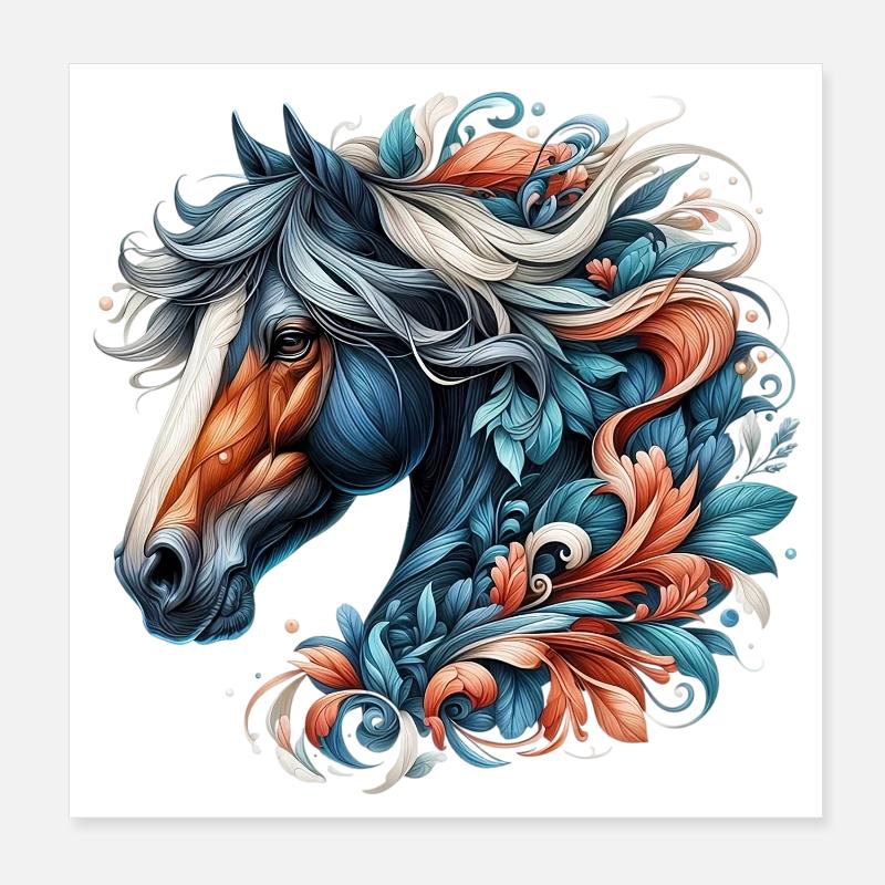 Horse Poster 8" x 8" (20x20 cm)