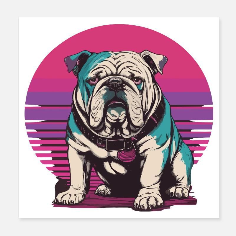 Illustration de bouledogue rétro Poster 20 x 20 cm