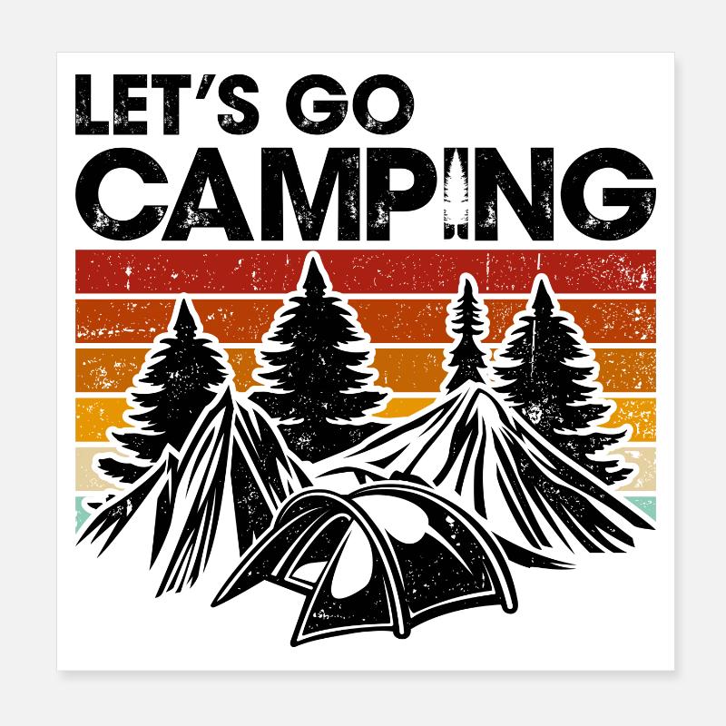 Silhouette Pines at Sunset Stripes Poster 20x20 cm