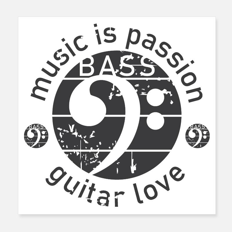 Guitare Basse Clé De Basse Look Utilisé Guitariste Poster 20 x 20 cm